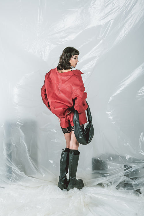 red puffer jacket