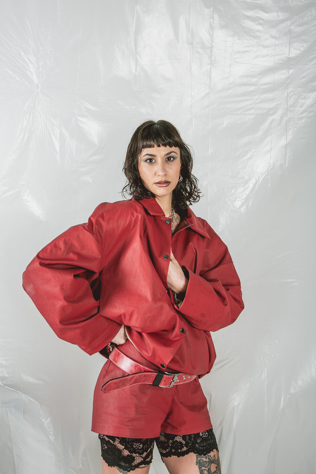 red puffer jacket